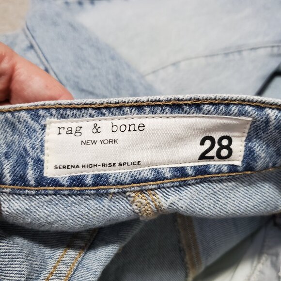 RAG & BONE NWT The Serena High-Rise Splice Jeans Wide Leg Oconee Womens 28 x 31" - Picture 10 of 16
